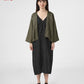 <tc>Linen Washed Hand-Embroidered Kimono in Moss Green - Woman</tc>